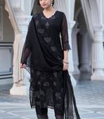 black georgette embroidered kurta sets