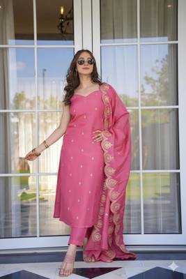 pink viscose embroidered  2