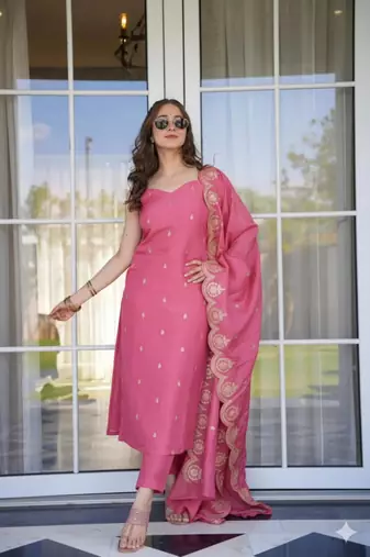 pink viscose embroidered 