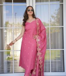 pink viscose embroidered 
