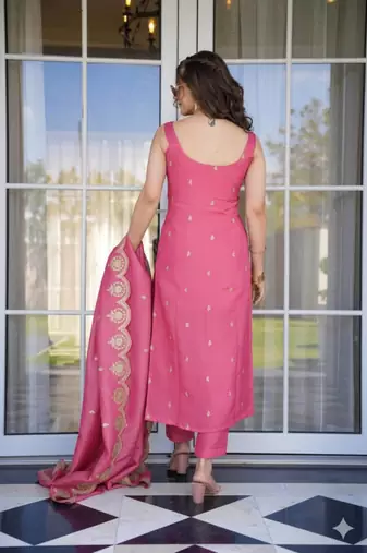 pink viscose embroidered 
