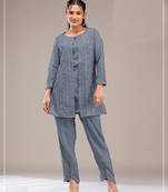 Grey color faux georgette party wear designer co ord set