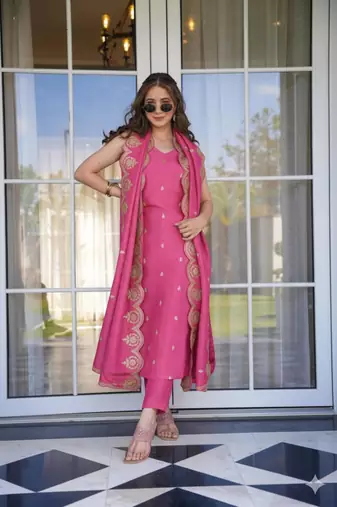 pink viscose embroidered 