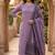 purple cotton blend embroidered kurta sets