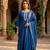 dark blue cotton blend embroidered kurta sets