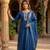 dark blue cotton blend embroidered kurta sets