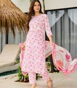 white silk blend printed kurta sets