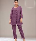 Onion color faux georgette party wear designer co ord set