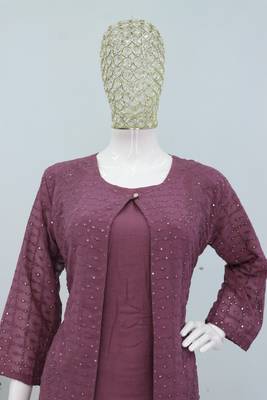 Onion color faux georgette party wear  co ord set 2