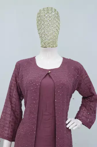 Onion color faux georgette party wear designer co ord set