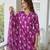 magenta cotton blend printed kurta sets