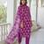 magenta cotton blend printed kurta sets