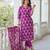 magenta cotton blend printed kurta sets