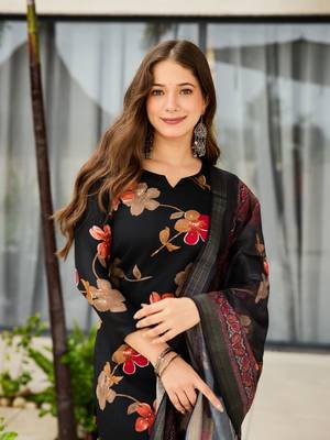 black silk blend printed kurta sets 3