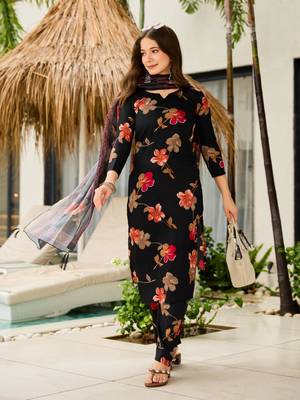 black silk blend printed kurta sets 4