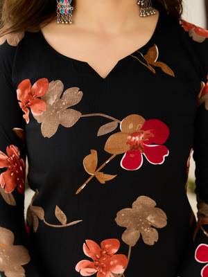 black silk blend printed kurta sets 5