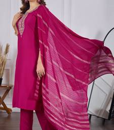 magenta rayon embroidered kurta sets