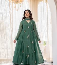 dark green chanderi silk embroidered kurta sets