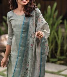 green cotton blend printed kurta sets