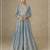 Blue color chinnon silk heavy embroidery work party wear long gown