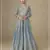 Blue color chinnon silk heavy embroidery work party wear long gown