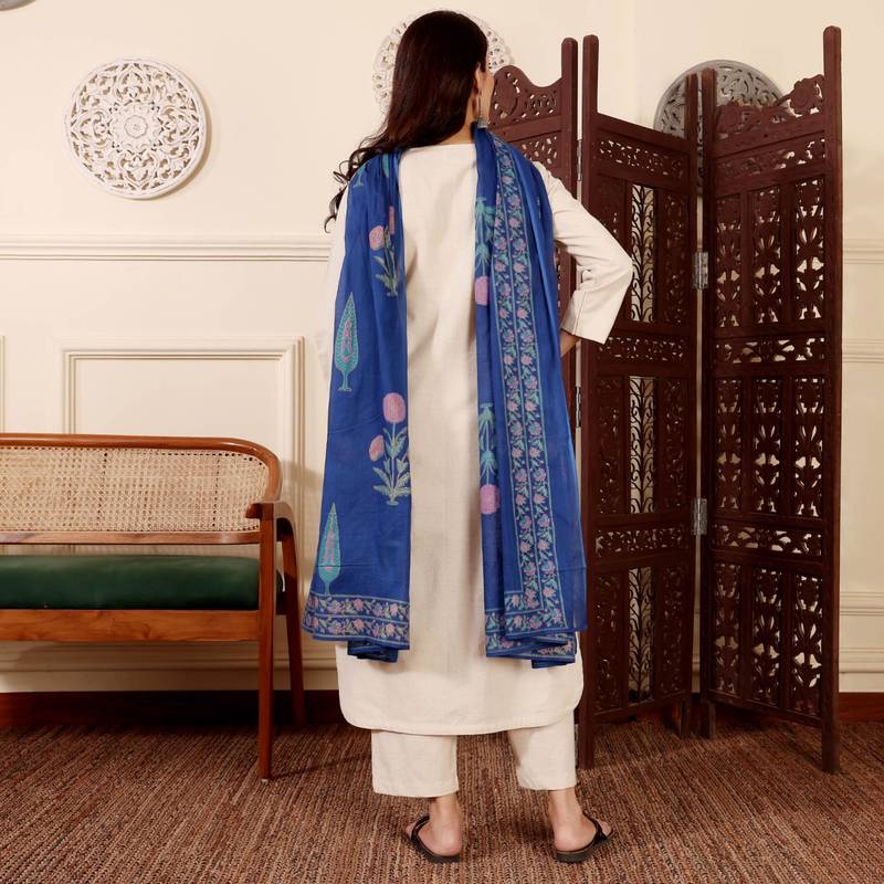 cream chanderi silk embroidered kurta sets