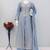 Blue color chinnon silk heavy embroidery work party wear long gown