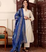 cream chanderi silk embroidered kurta sets