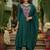 dark green viscose rayon embroidered kurta sets