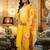 yellow viscose rayon embroidered kurta sets