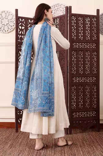 cream chanderi silk embroidered kurta sets