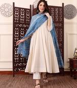cream chanderi silk embroidered kurta sets