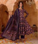 purple rayon printed kurta sets