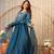 teal blue chanderi silk embroidered kurta sets