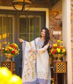 off white muslin printed kurta sets