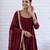 maroon chanderi silk embroidered kurta sets