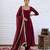 maroon chanderi silk embroidered kurta sets