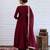 maroon chanderi silk embroidered kurta sets