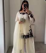 white silk blend embroidered kurta sets