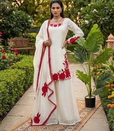 white silk blend embroidered kurta sets