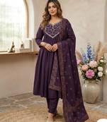 purple chanderi silk embroidered kurta sets