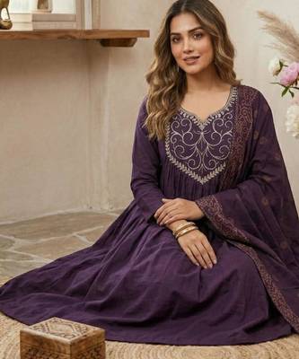 purple chanderi silk embroidered kurta sets 3