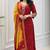 red silk blend embroidered kurta sets
