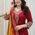 red silk blend embroidered kurta sets