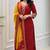 red silk blend embroidered kurta sets