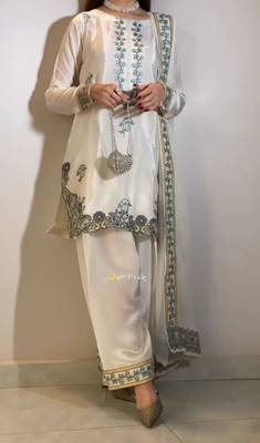 cream silk blend embroidered kurta sets 2