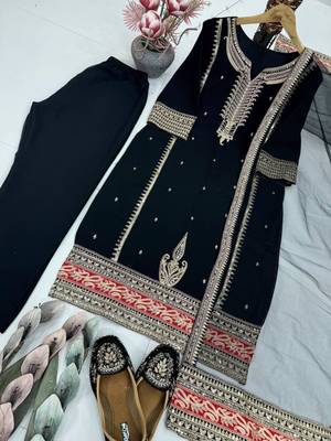black georgette embroidered kurta sets 2