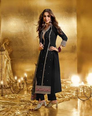 black georgette embroidered kurta sets 4