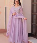lavender georgette embroidered kurta sets