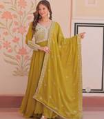 yellow georgette embroidered kurta sets
